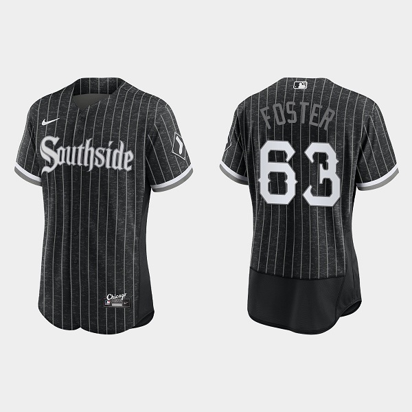 Men's Chicago White Sox #63 Matt Foster Black 2021 City Connect Replica Flex Base Stitched MLB Jersey